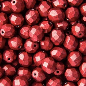 Glass fire polished beads 8mm Metallic Cherry Tomato