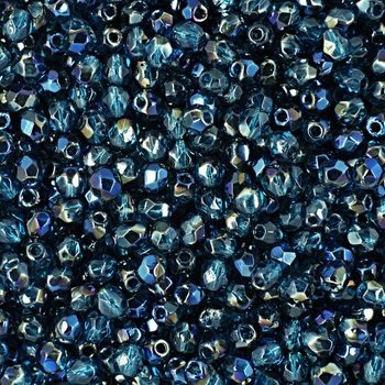 Glass fire polished beads 3mm Blue Iris Capri Blue