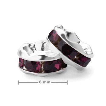 Štrasová rondelka 6mm strieborná Amethyst