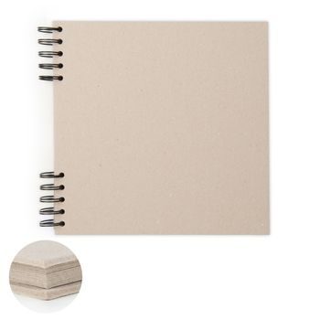 Scrapbook top ring bound album 12 sheets 22x22cm in natural colour 600g/m²