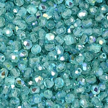 Glass fire polished beads 3mm Teal AB