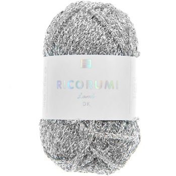 Efektní háčkovací příze Ricorumi Lamé odstín 001 v barvě stříbra