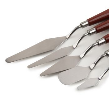 Metal painting knives with wooden handles 5 types