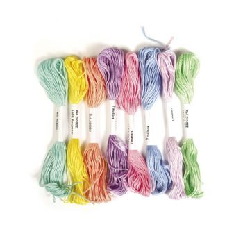 Set of embroidery threads 100% PES 8pcs pastel colors