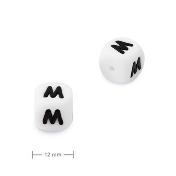 Silicone cube bead 12mm with letter M