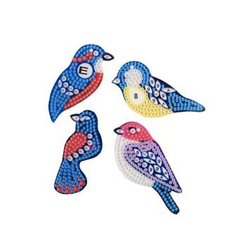 Diamond painting set of keychains with birds 4pcs
