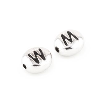 TierraCast bead 7x6mm with letter M rhodium-plated