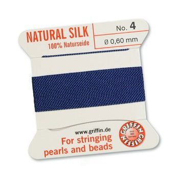 Silk thread with needle 0.6mm/2m dark blue