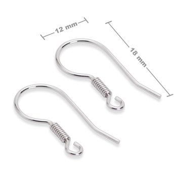 Sterling silver 925 rhodium-plated earring hook 18x12mm No.631