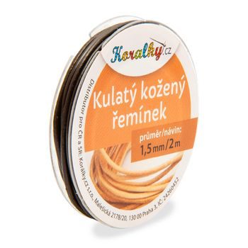 Kulatý kožený řemínek 1,5mm/2m hnědý č.28