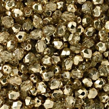 Glass fire polished beads 4mm Coated Crystal Gold Topaz