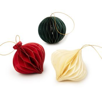 Paper decorations in the shape of Christmas baubles 3pcs