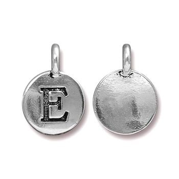 TierraCast pendant 17x12mm with letter E antique silver