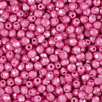 Glass fire polished beads 3mm Pearl Shine Light Fuchsia