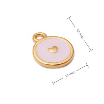 Manumi pendant heart with pink enamel 12x10mm gold-plated