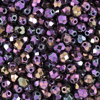 Glass fire polished beads 4mm Iris Purple