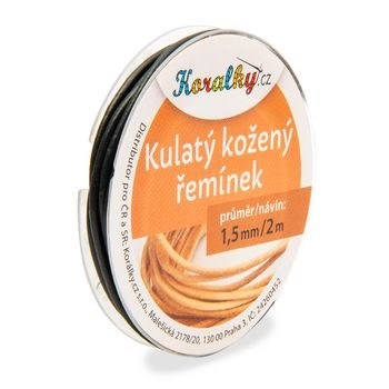 Kulatý kožený řemínek 1,5mm/2m černý č.30