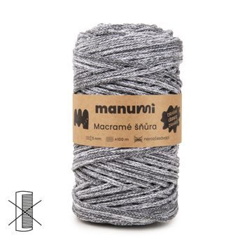 Manumi Macramé cord 5mm dark grey melange