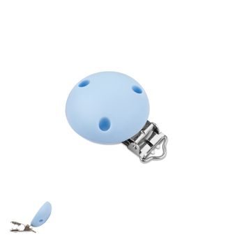 Silicone dummy clip 34mm with 3 holes and a metal buckle Pastel Blue