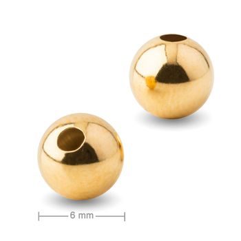 Stříbrný korálek 6 mm pozlacený 24K zlatem