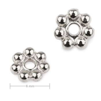 Metal spacer bead flower 6mm in the colour of platinum
