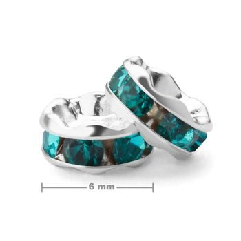 Rhinestone rondelle 6mm silver Blue Zircon