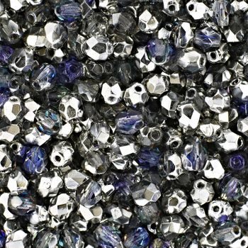 Glass fire polished beads 4mm Crystal Heliotrope