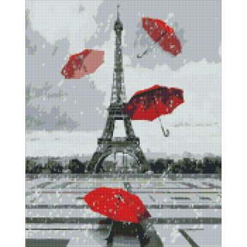 Diamantové maľovanie obraz dáždniky pod Eiffelovkou 40 x 50 cm