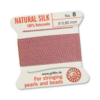 Silk thread with needle 0.8mm/2m pink