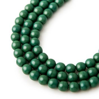 Czech glass pressed round beads Pine Green Opaque 6mm No.21