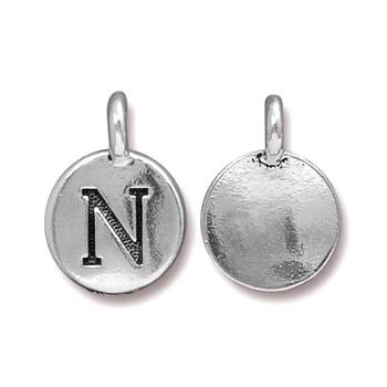 TierraCast pendant 17x12mm with letter N antique silver