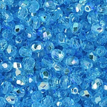 Glass fire polished beads 4mm Aquamarine AB