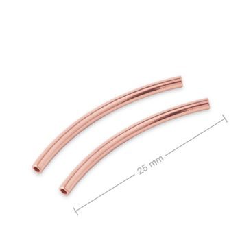 Silver bent tube spacer bead rose gold-plated 25x1.5mm No.738