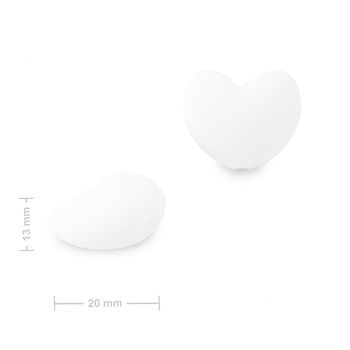 Silicone beads heart 20x17x13mm Snow White