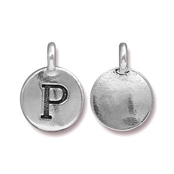 TierraCast pendant 17x12mm with letter P antique silver