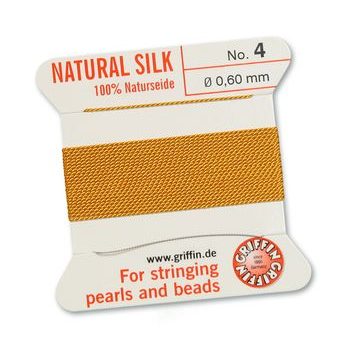 Silk thread with needle 0.6mm/2m yellow