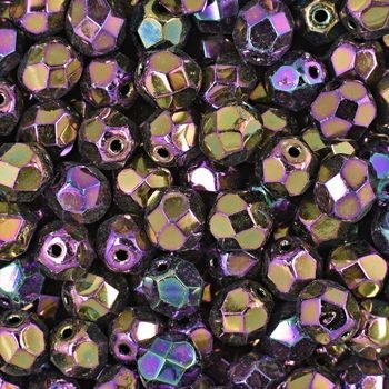 Glass fire polished beads 6mm Iris Purple