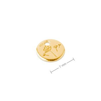 Silver pendant dandelion gold-plated No.893