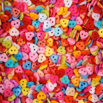 Plastic buttons hearts 30pcs colourful