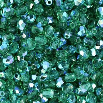 Manumi české broušené korálky 4mm Emerald AB