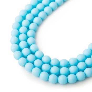 Czech glass pressed round beads Turquoise Opaque Matt 6mm No.28