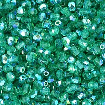 Broušené korálky 3mm Emerald AB