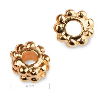 Metal spacer bead wide flower 6mm in the colour of gold