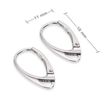 Sterling silver 925 rhodium-plated earring hook 18x11mm No.635