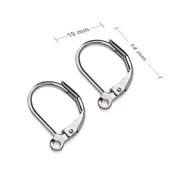 Leverback earring hooks14x10mm in the colour of platinum