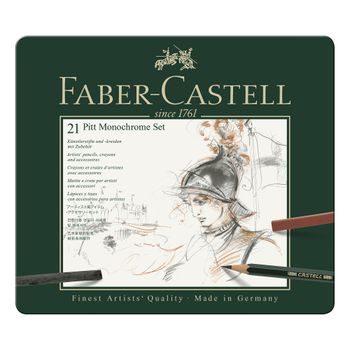 Faber-Castell sada na kreslení Pitt Monochrome v plechové krabičce 21ks