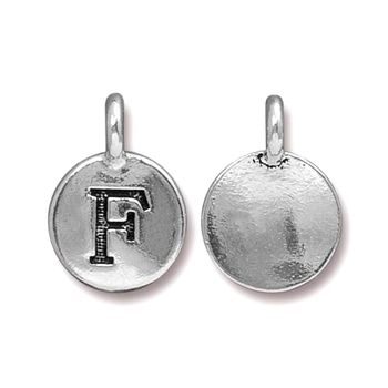 TierraCast pendant 17x12mm with letter F antique silver