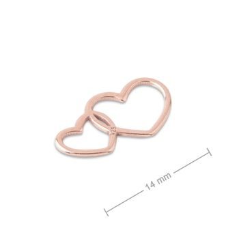 Silver connector double heart rose gold-plated 14mm No.762