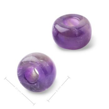 Mineral Amethyst rondelle bead with large hole for Macramé 14x8mm