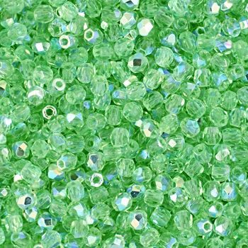 Glass fire polished beads 3mm Peridot AB